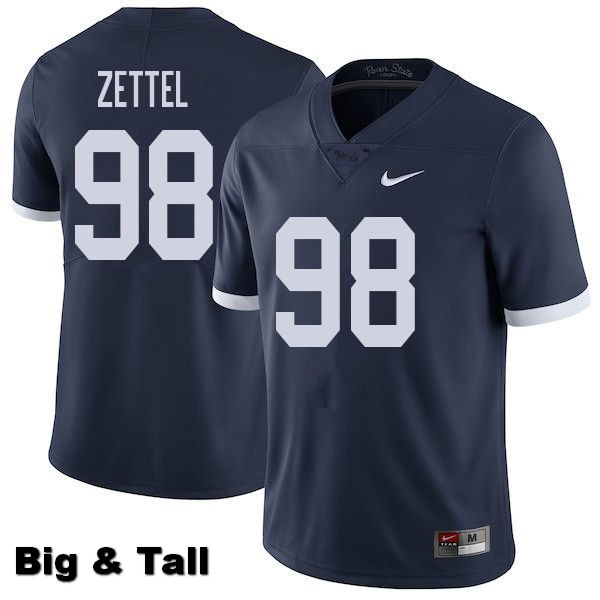 NCAA Nike Men's Penn State Nittany Lions Anthony Zettel #98 College Football Authentic Throwback Big & Tall Navy Stitched Jersey WEV1198HI